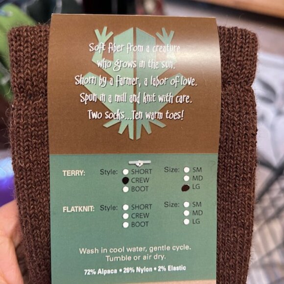 COPY - Alpaca Socks with Image Brown Crew Socks - Picture 3 of 3